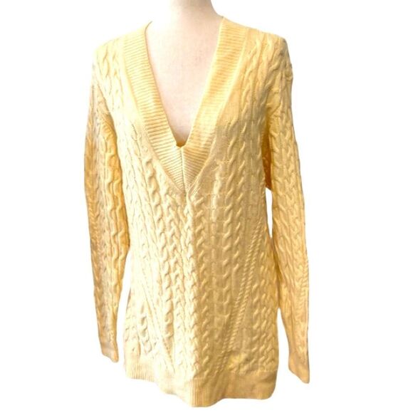 Aritzia Wilfred Butter Yellow Devry V-Neck Sweater V-neck oversized XXS - Picture 14 of 14